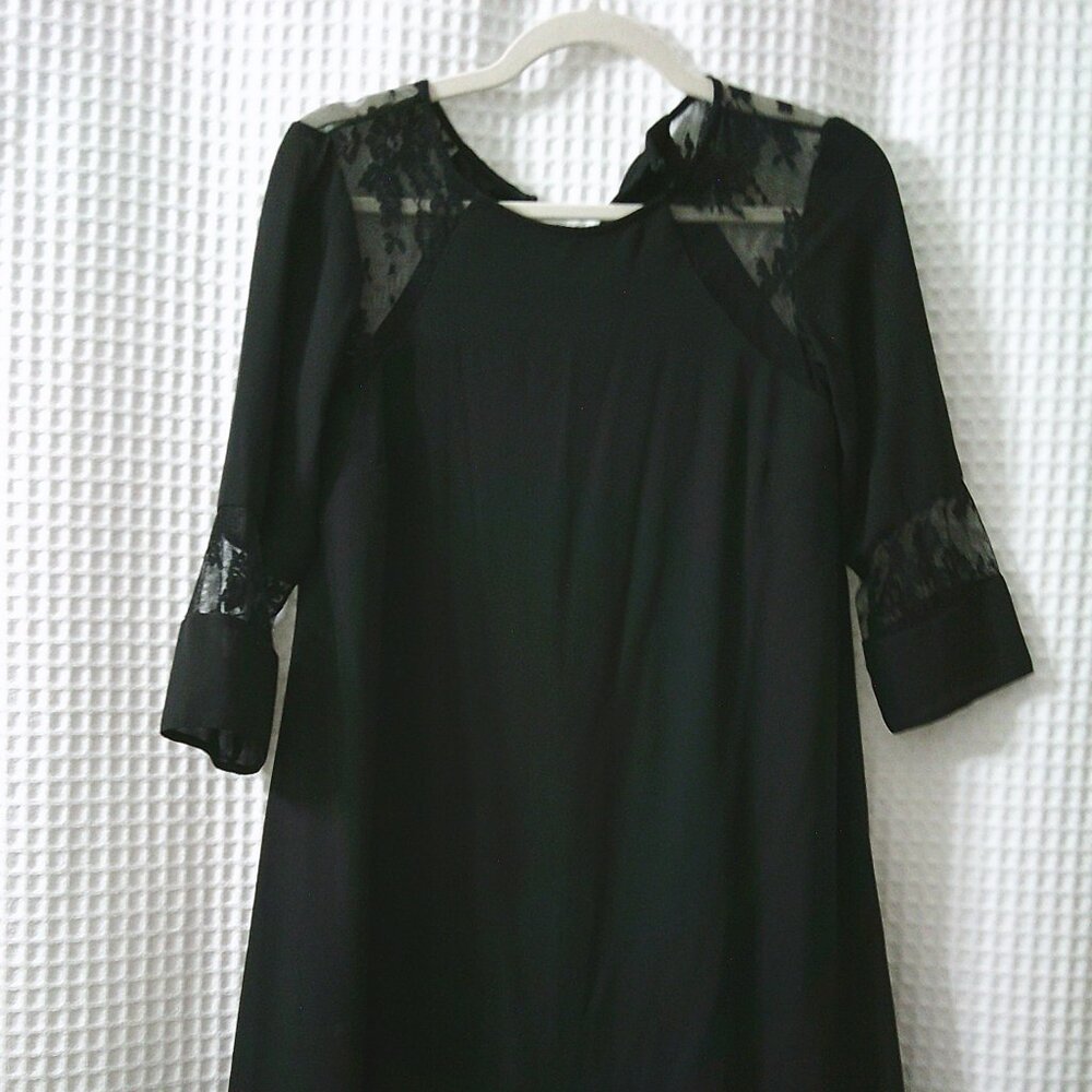 ASOS Lace Inset Black Swing Dress